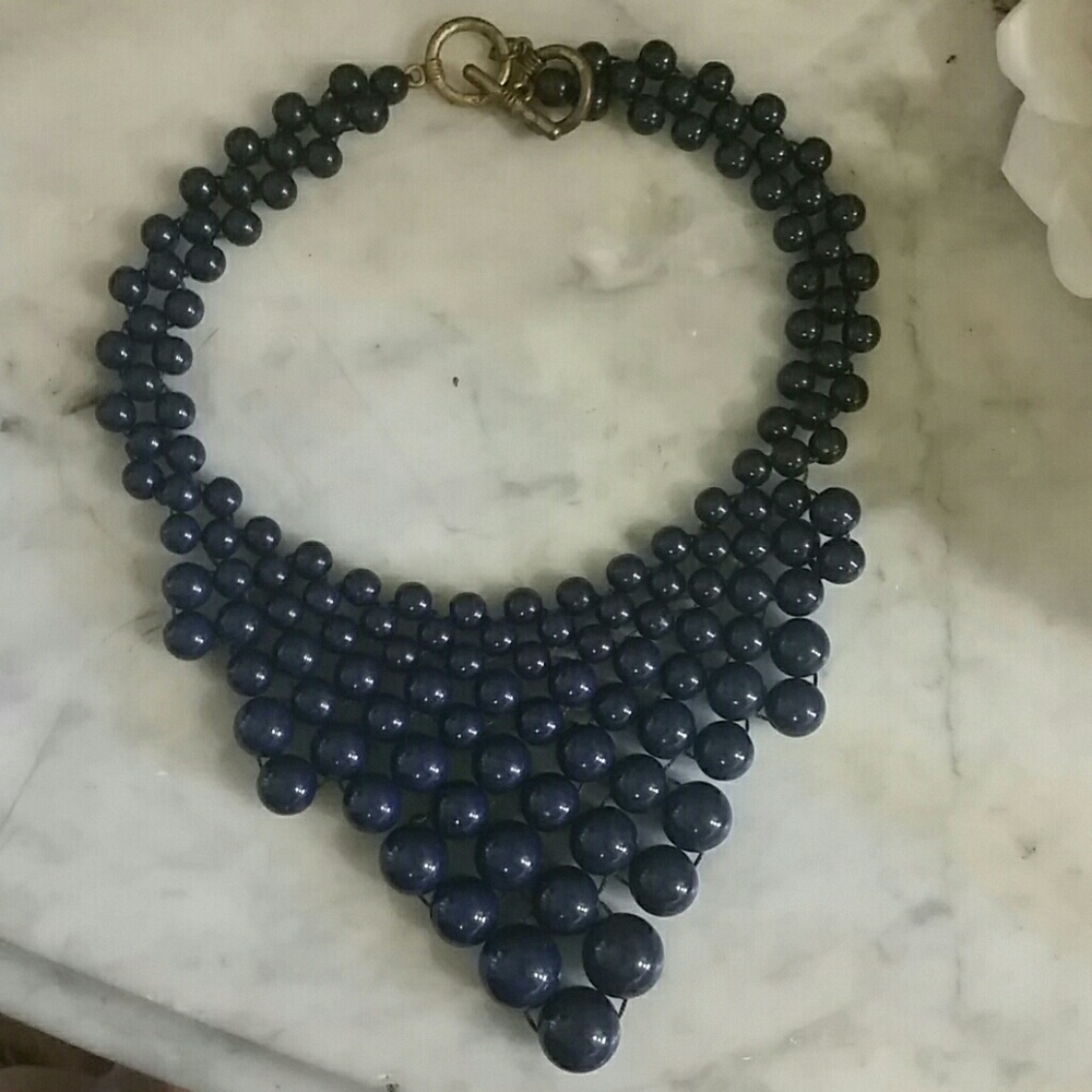 Navy statement necklace